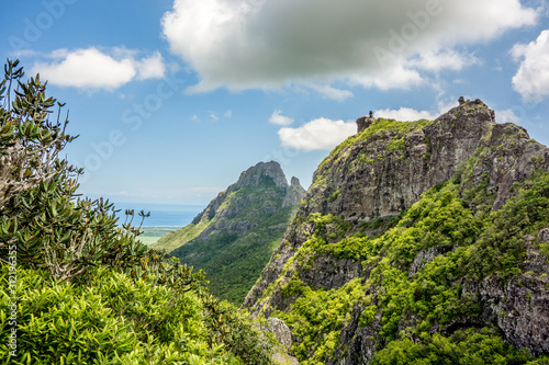 Trois Mamelles mountains in central part of Mauritius tropical island