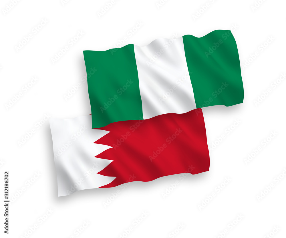 Flags of Nigeria and Bahrain on a white background