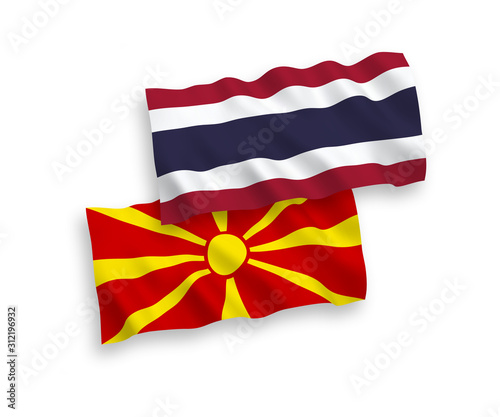 Flags of North Macedonia and Thailand on a white background