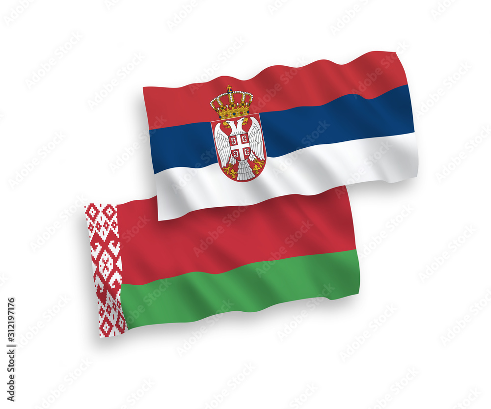 Flags of Belarus and Serbia on a white background Flags of Belarus and Serbia on a white background