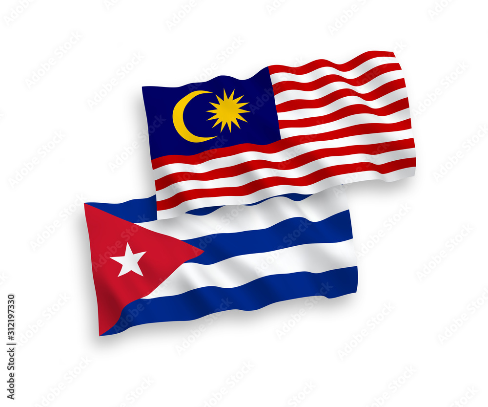 Flags of Cuba and Malaysia on a white background Flags of Cuba and Malaysia on a white background
