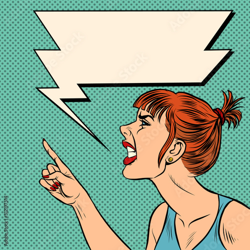Angry woman threatens finger
