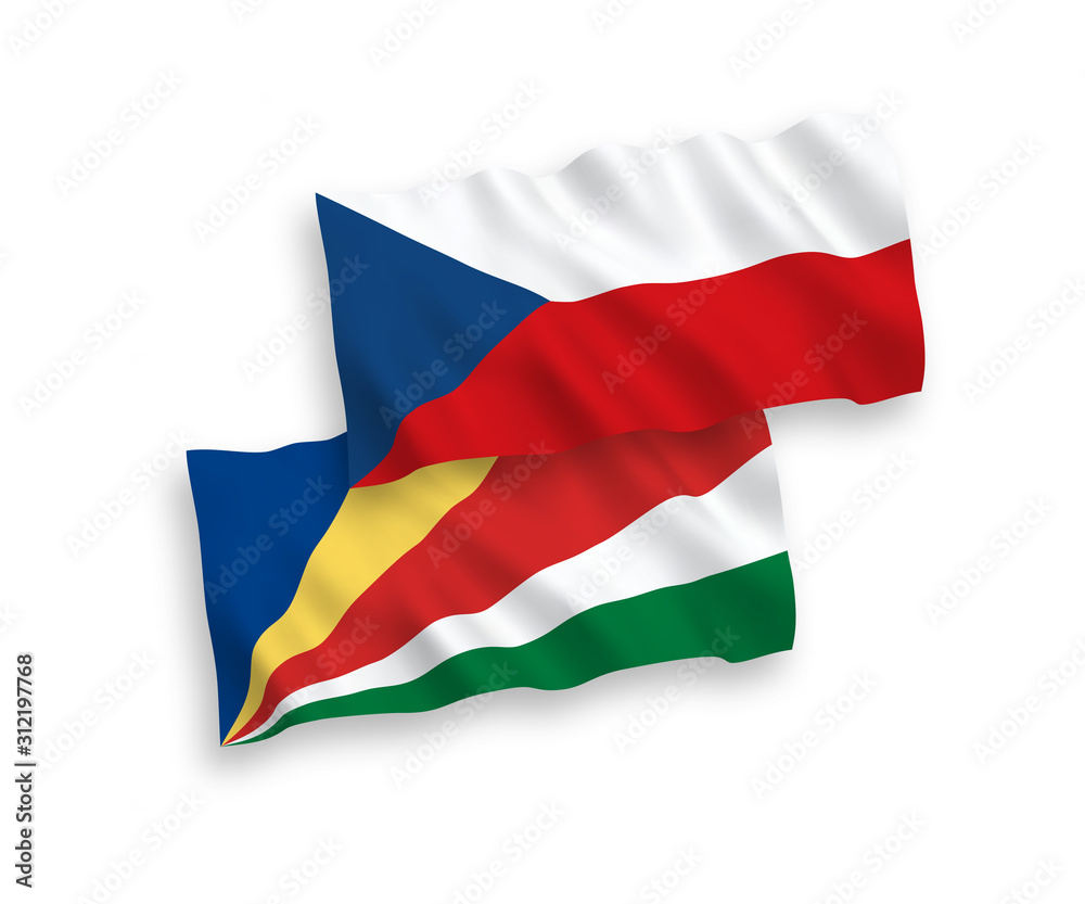 Flags of Czech Republic and Seychelles on a white background