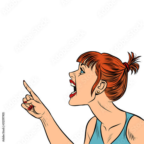 Angry woman threatens finger