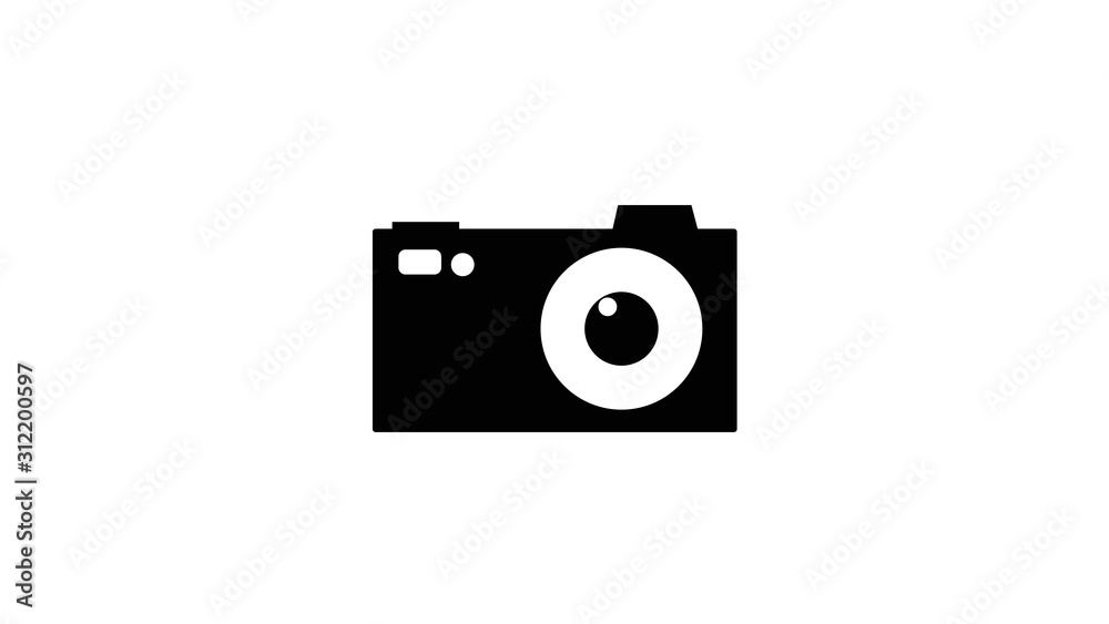  Digital camera simple icon on white background.