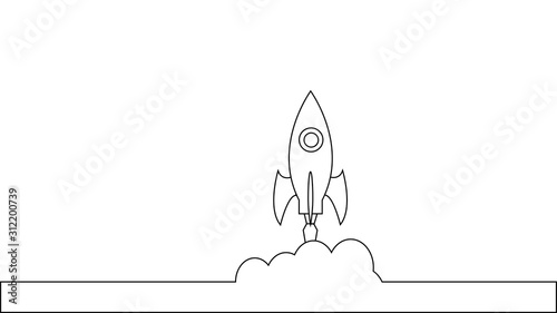 Rocket on the sky flat icon,  illustration photo