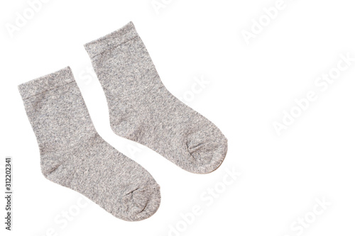 A pair of toddler boy's socks, isolated on a white background/ Flat lay/ Top view