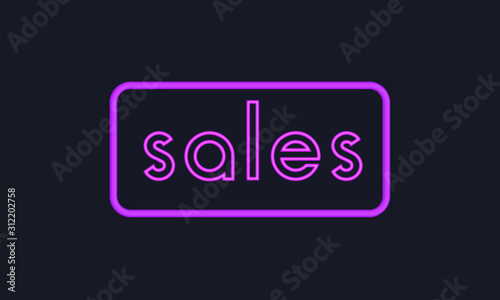 Neon sign for sales with black background