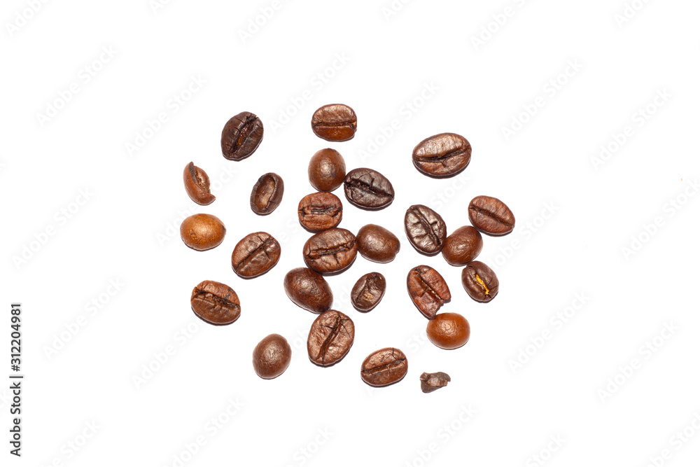 Coffee beans. Distributed on a white background. Coffee beans. Distributed on a white background.