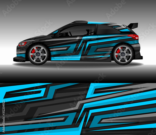 Car wrap decal livery design vector, rally race car vehicle sticker and tinting.