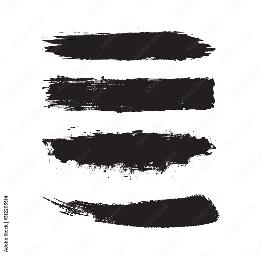 Set of grunge brush strokes isolated on white background. Vector illustration.