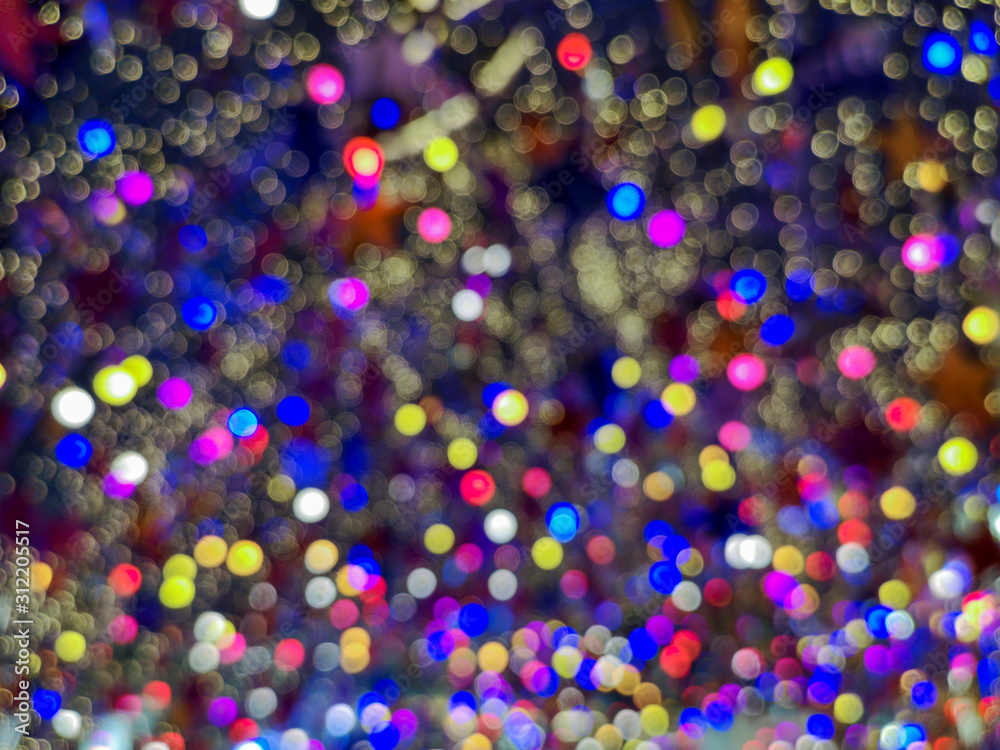 Colorful abstract blurred bokeh  lights in background.Multi color bokeh background.
