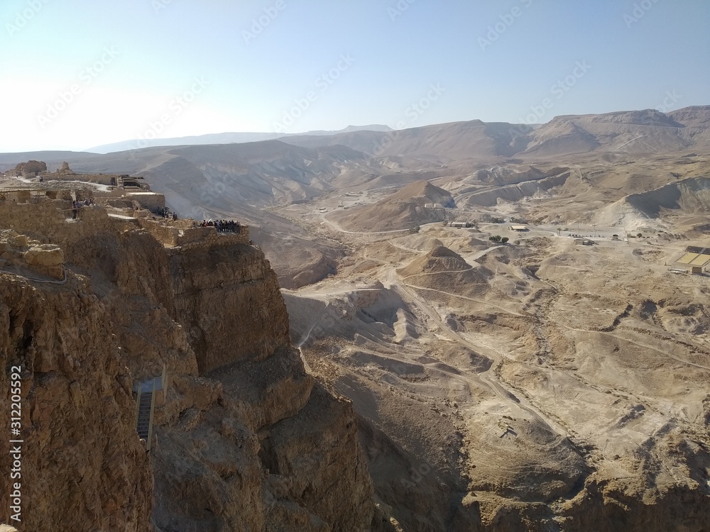 Masada National Park, Israel December 23th 2019 - Masada is an ancient fortification in the Southern District of Israel situated on top of an isolated rock plateau, akin to a mesa