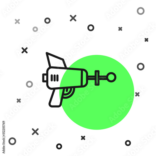 Black line Ray gun icon isolated on white background. Laser weapon. Space blaster. Vector Illustration