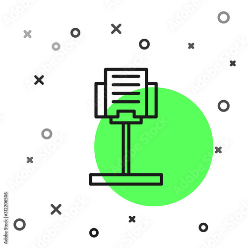 Black line Music stand icon isolated on white background. Musical equipment. Vector Illustration
