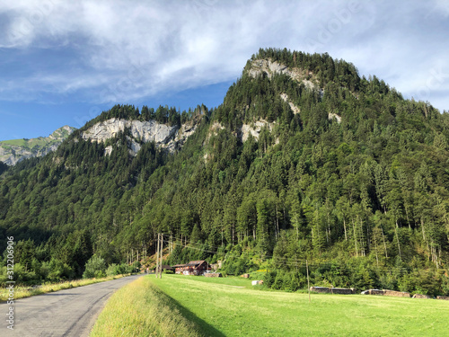 Hiking and walking trails in the Sihltal valley and by the artificial lake Sihlsee, Studen - Canton of Schwyz, Switzerland photo