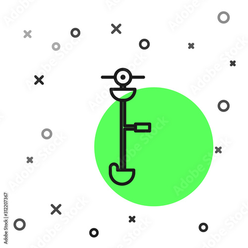Black line Grass and weed electric string trimmer icon isolated on white background. Grass clipper, lawn mower isolated on white background. Vector Illustration