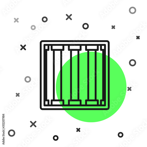 Black line Prison window icon isolated on white background. Vector Illustration
