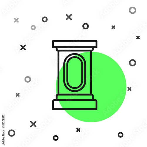Black line Stage stand or debate podium rostrum icon isolated on white background. Conference speech tribune. Vector Illustration