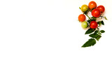 Ripe Fresh Cherry Tomatoes on Isolated on White Background