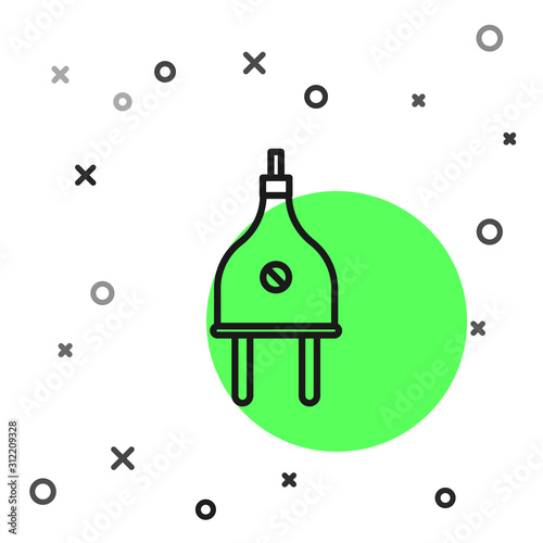 Black line Electric plug icon isolated on white background. Concept of connection and disconnection of the electricity. Vector Illustration