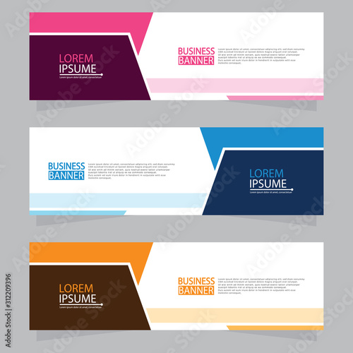 Vector abstract design web banner template. Web Design Elements - Header Design. Abstract geometric web banner template on grey background.Modern banner.