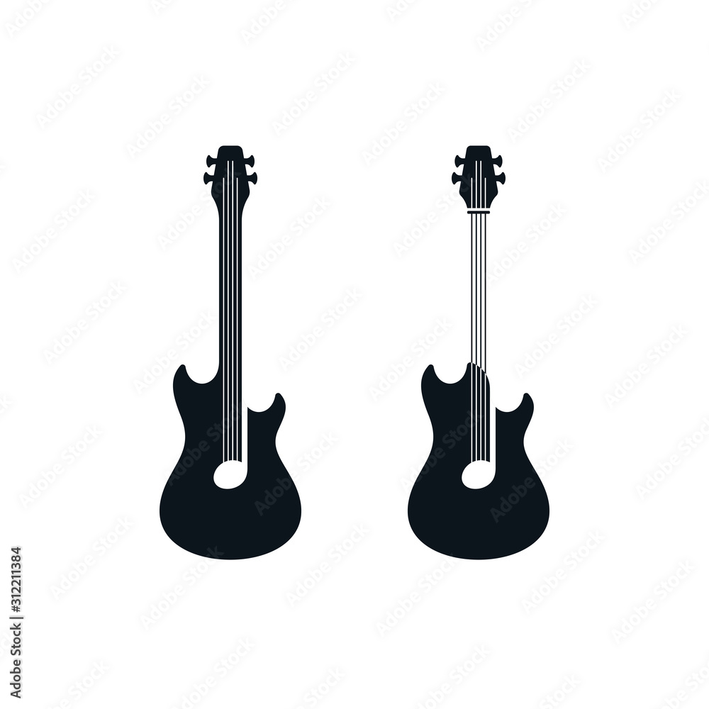 Fototapeta premium Guitar icons with note symbols