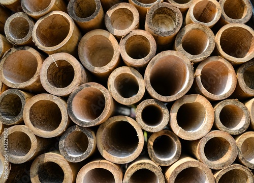 pipe of  bamboo in  construction site 
