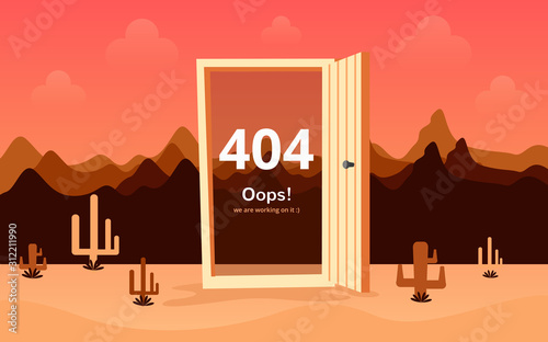 Error 404 page layout vector design. Website 404 page creative concept. The page you requested could not be found. Oops 404 error page.