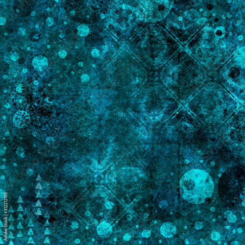 Teal Abstract Grunge Background with Layered Shapes