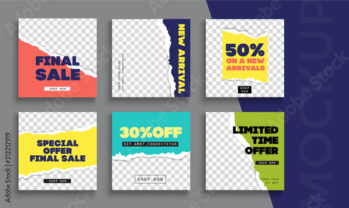 Sale banner layout design. Set of social media web banners for shopping, sale, product promotion. 