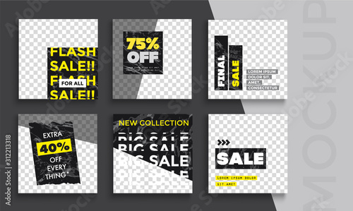 Sale banner layout design. Set of social media web banners for shopping, sale, product promotion. 