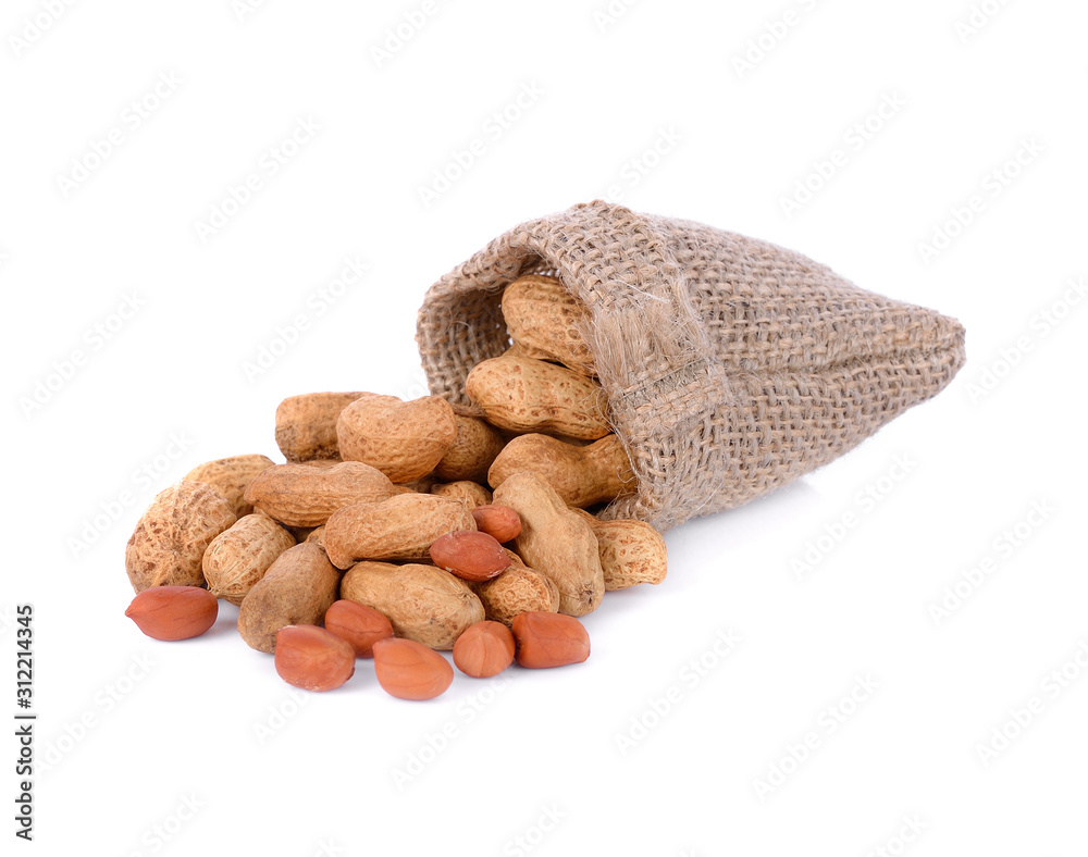 Dried peanuts on white background Dried peanuts on white background