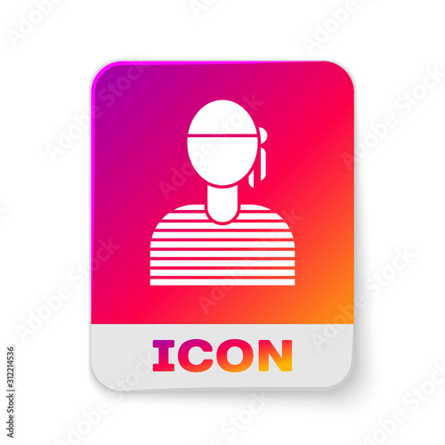 White Sailor captain icon isolated on white background. Rectangle color button. Vector Illustration