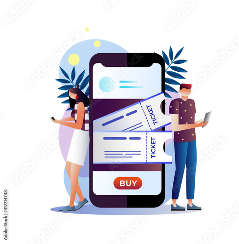 Vector illustration buying tickets online