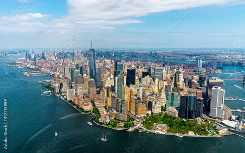 View of New york skyline from Helicopter tour around Manhattan , New york city © fukez84