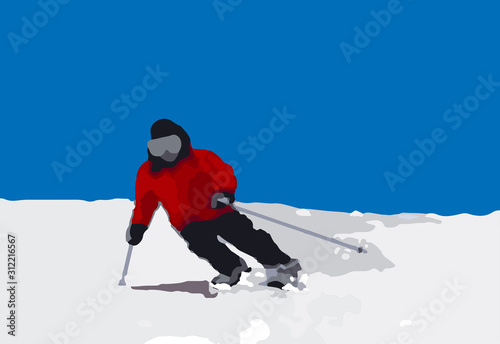 illustration vecteur homme qui fait du ski, skieur