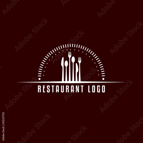 restaurant logo design inspiration . cutlery logo design template . vintage foodcourt logo design . foodland logo design