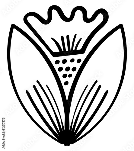 Vector Illustration of mayan symbol. Ethnic ornaments. Coloring page, Coloring book. Contour.