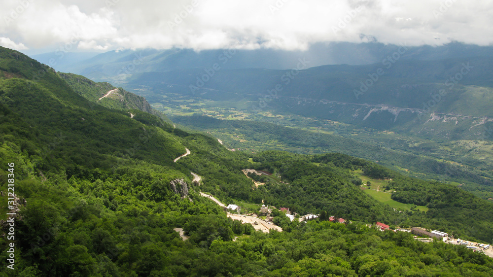 view of the Zeta Valley from monastery of Ostrog, Montenegro