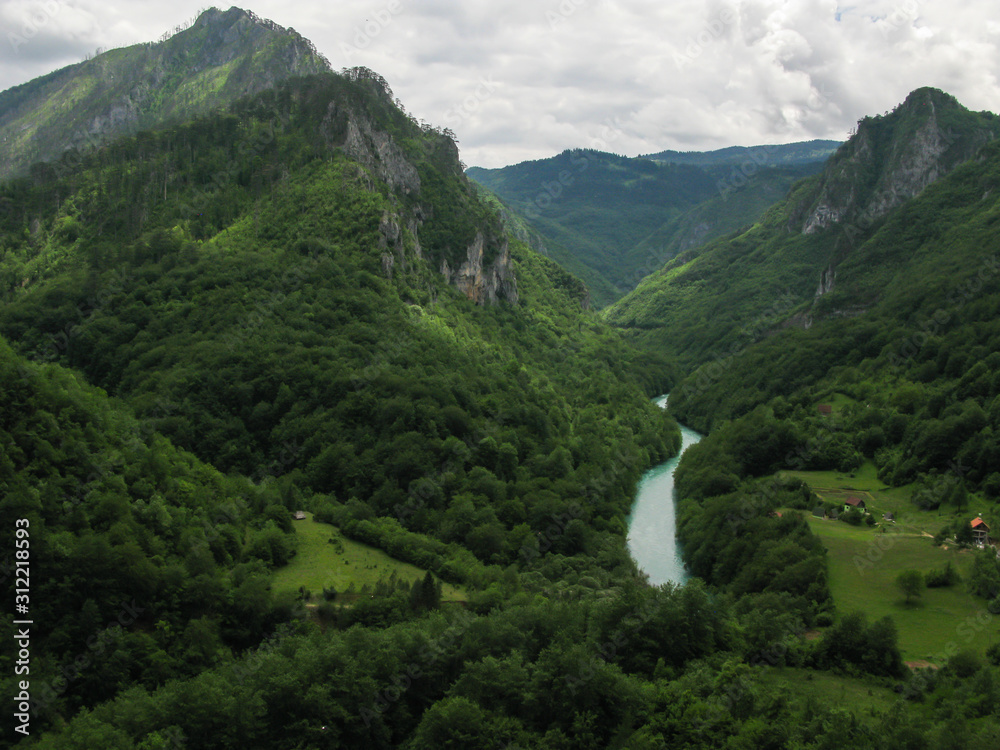 View of the canyon of the Tara river from the Djurdzhevich bridge, Montenegro