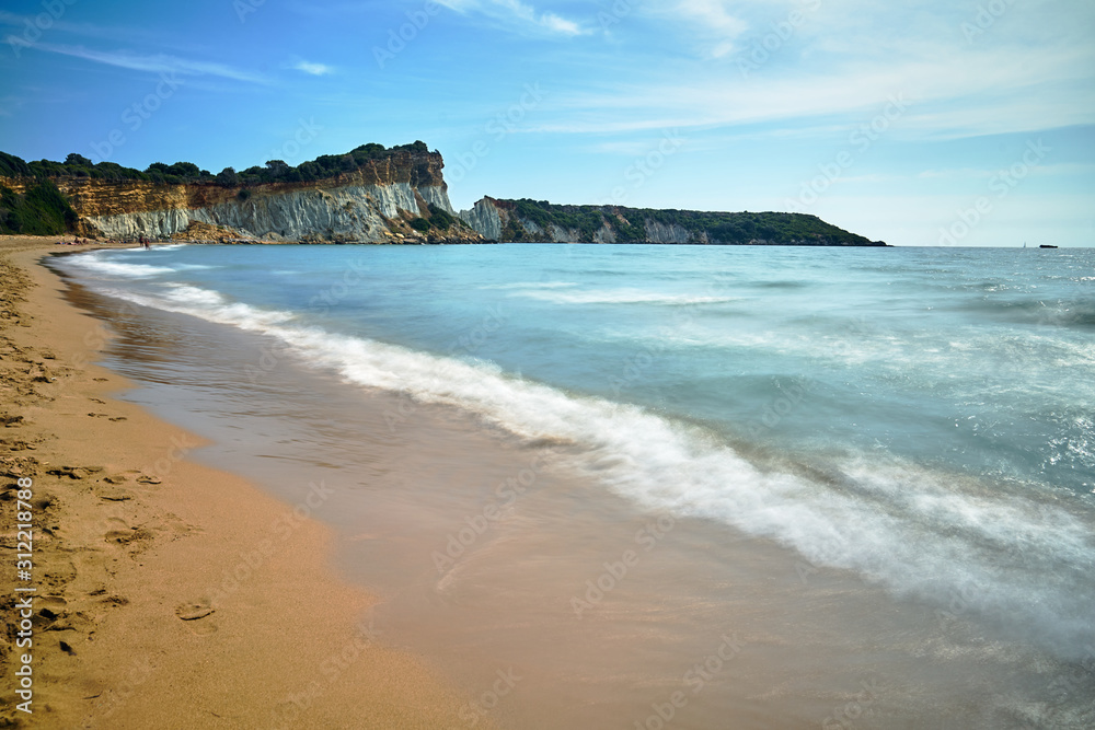 sand and rocks at Gerakas beach on Zakynthos island in Greece.