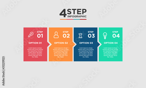 4 step infographic element. Business concept with 4 options and number, steps or processes. data visualization. Vector illustration. photo
