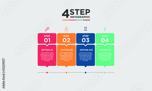 4 step infographic element. Business concept with 4 options and number, steps or processes. data visualization. Vector illustration.