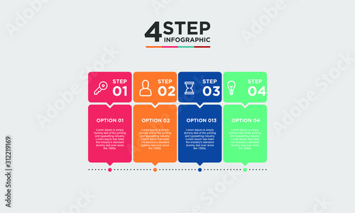 4 step infographic element. Business concept with 4 options and number, steps or processes. data visualization. Vector illustration.