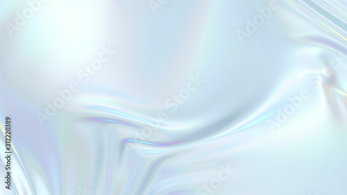 3D render beautiful folds of white silk in full screen, like a beautiful clean fabric background. Simple soft background with smooth folds like waves on a liquid surface. Nacre 25