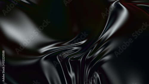 3D render beautiful folds of black silk in full screen, like a beautiful clean fabric background. Simple soft background with smooth folds like waves on a liquid surface. 14 photo