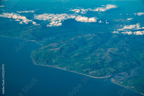 Aerial view of the River Dyfi estuary north to Barmouth, Wales