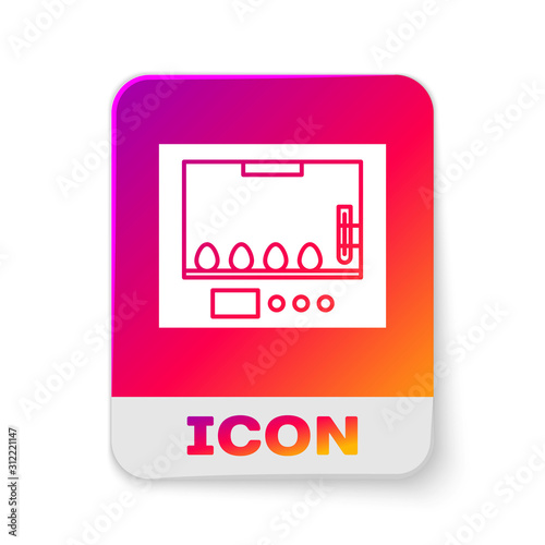 White Incubator for eggs icon isolated on white background. Rectangle color button. Vector Illustration