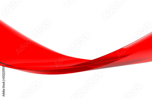 3d rendering. Abstract Red swirl ribbon line on white background.
